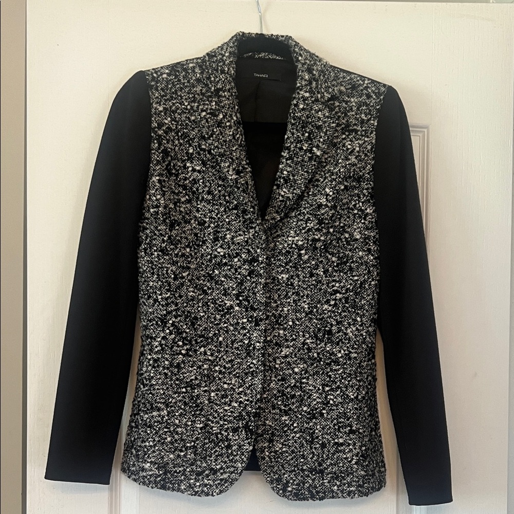 Tahari Black and White Textured Blazer
